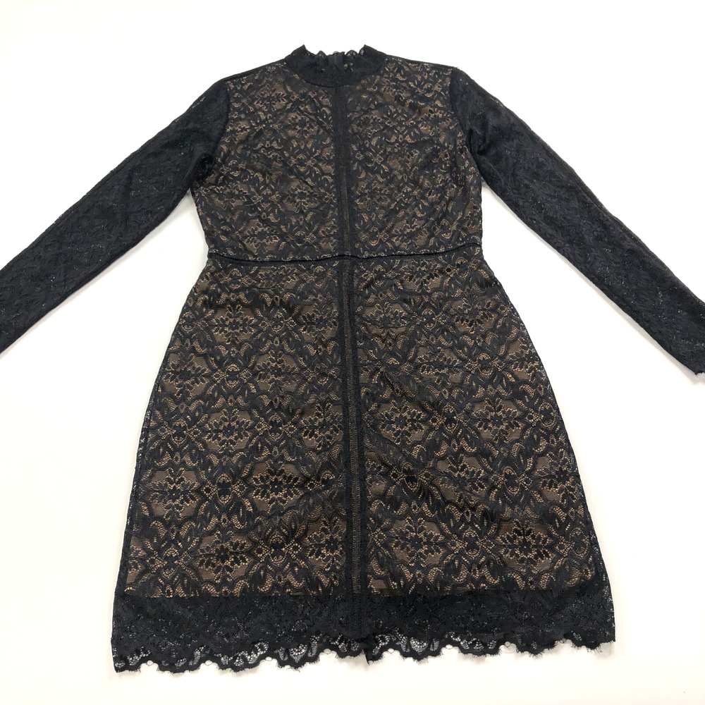 Wilfred Aritzia Small Lace Sheer Nylon Women's Above Knee Dress Black PLS READ